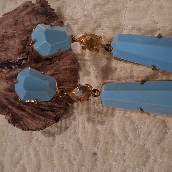 LOFT Blue and Gold Earrings & Wrap Around Bracelet - Picture 3 of 3